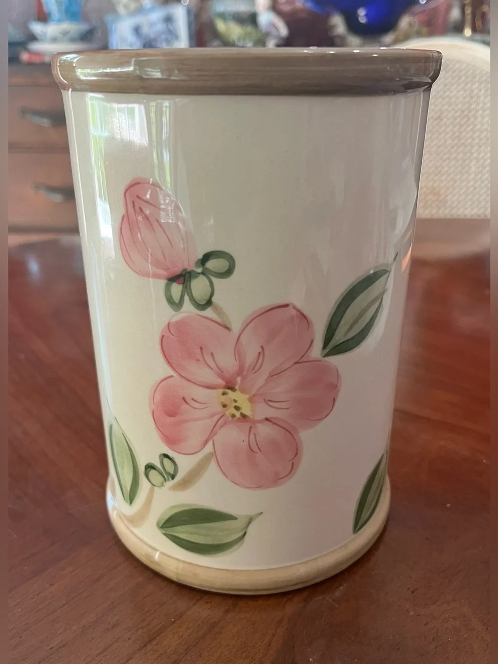 Vintage Franciscan Desert Rose Utensil Holder Crock 7” Made in Portugal